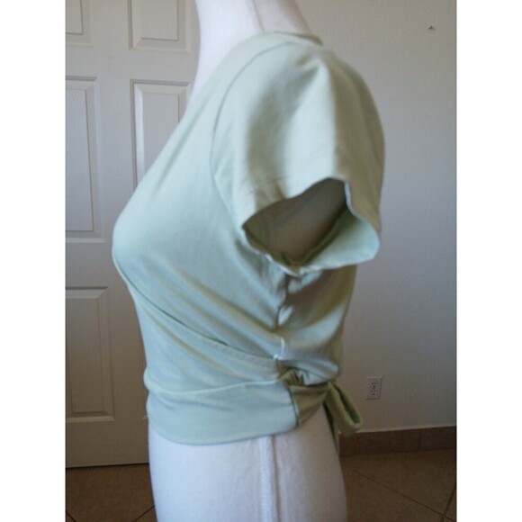 No Comment Womens Blouse V-Neck Wrap Short Sleeves Light Green Size Large - Picture 5 of 15